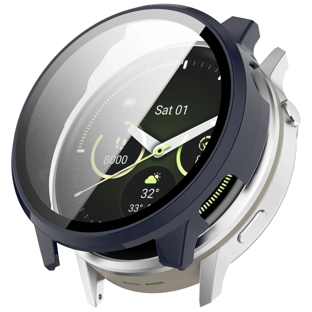 Wizualizacja nakładania etui Bizon Case Watch Adamo do Garmin Venu 4 45 mm